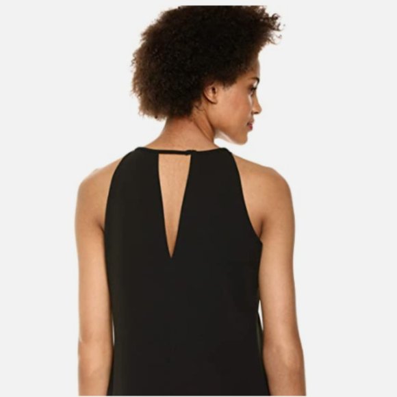 Sam Edelman Sleeveless Black Crepe V-Neck Shift Dress 6 - Picture 6 of 7